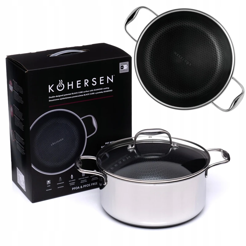 Pot with lid Kohersen Black Cube 24cm