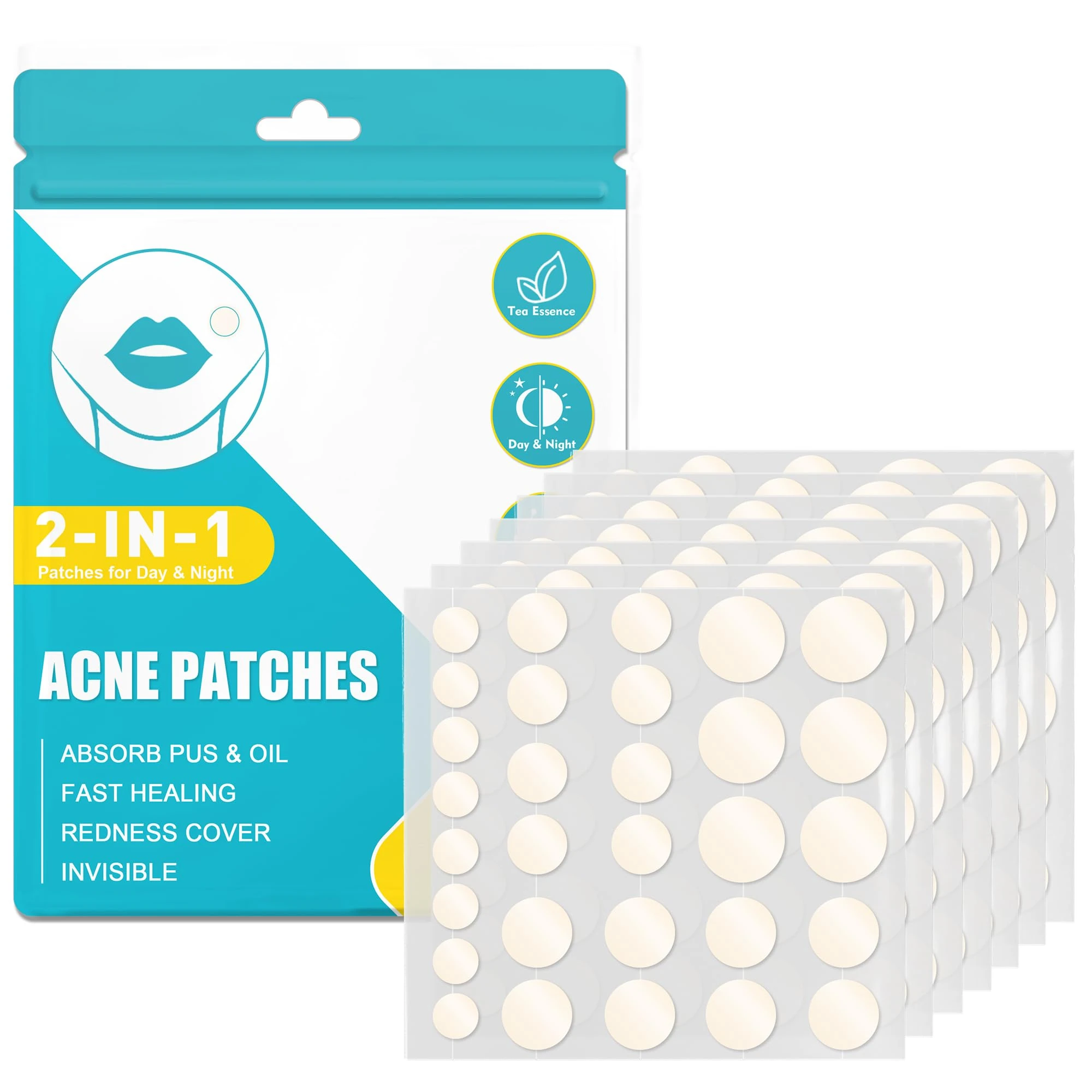 264PCS Pimple Patches Spot Patches Absorbing Cover Invisible Blemish Spot Skin Treatment Facial Fast Acting Skincare Acne Patch For Day and Night Use