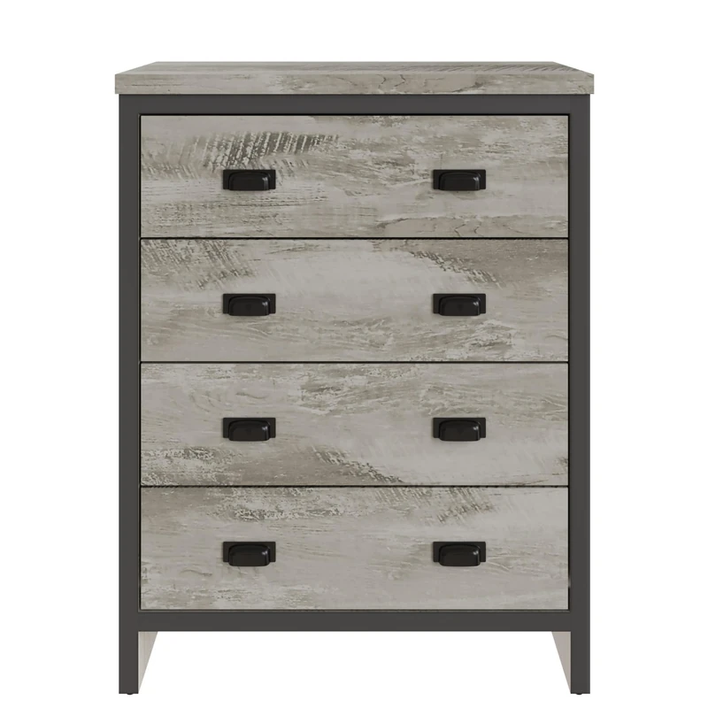 GFW Boston 4 Drawer Chest Organiser Storage Compact Bedroom Grey
