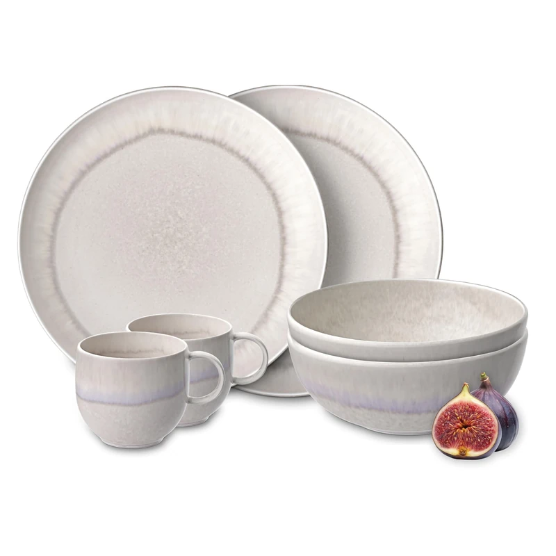 like. by Villeroy & Boch - Perlemor porcelain tableware set, 6 pces., pottery look, breakfast service for 2 people