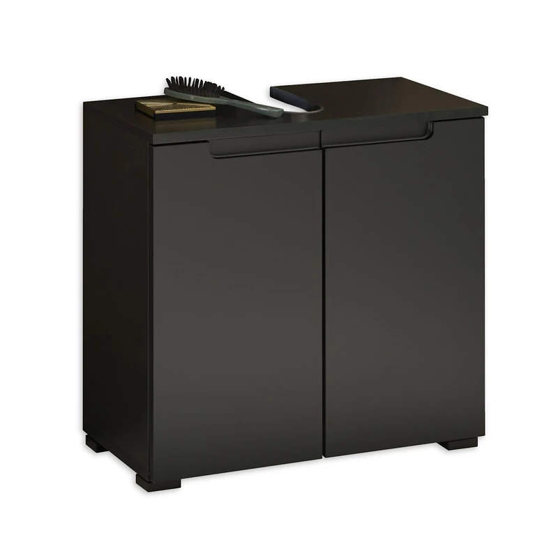 SPICE Bathroom Vanity Unit in Matt Black - Bathroom Cabinet with Lots of Storage Space - 60 x 57.5 x 32 cm (W x H x D)
