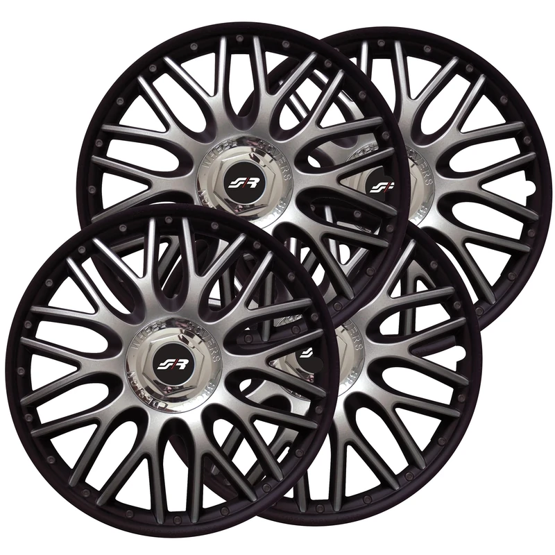 Simoni Racing ORD/15B Set of 4 Universal Wheel Trims Orden Black 15 Inch Car Wheel Covers Grey and Black
