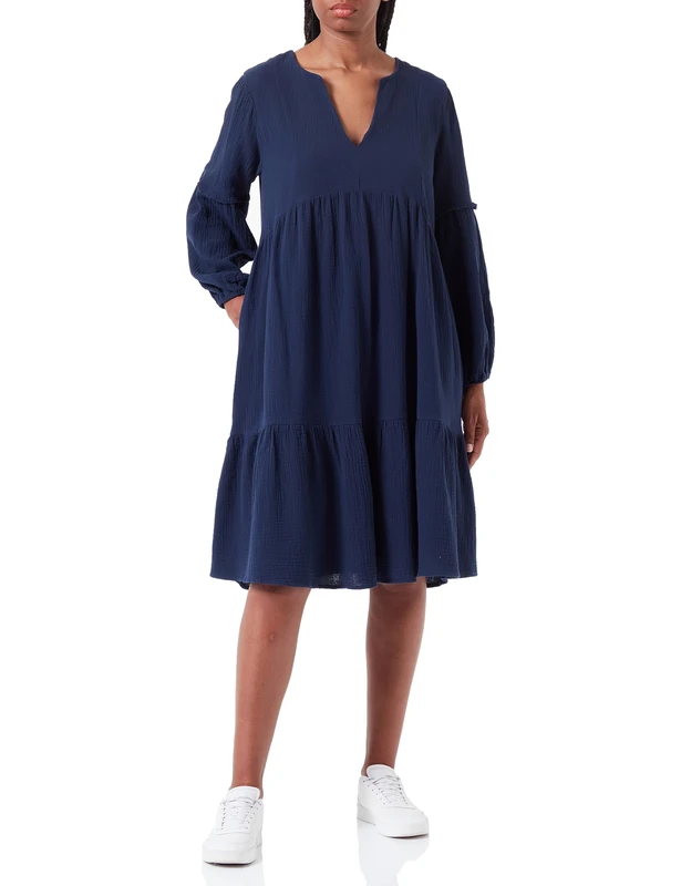 TILDEN Women's Wide Muslin Dress, Navy, M