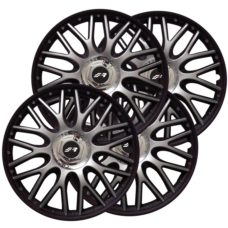 Simoni Racing ORD/14B Set of 4 Universal Wheel Trims Orden Black 14 Inch Car Wheel Covers Grey and Black