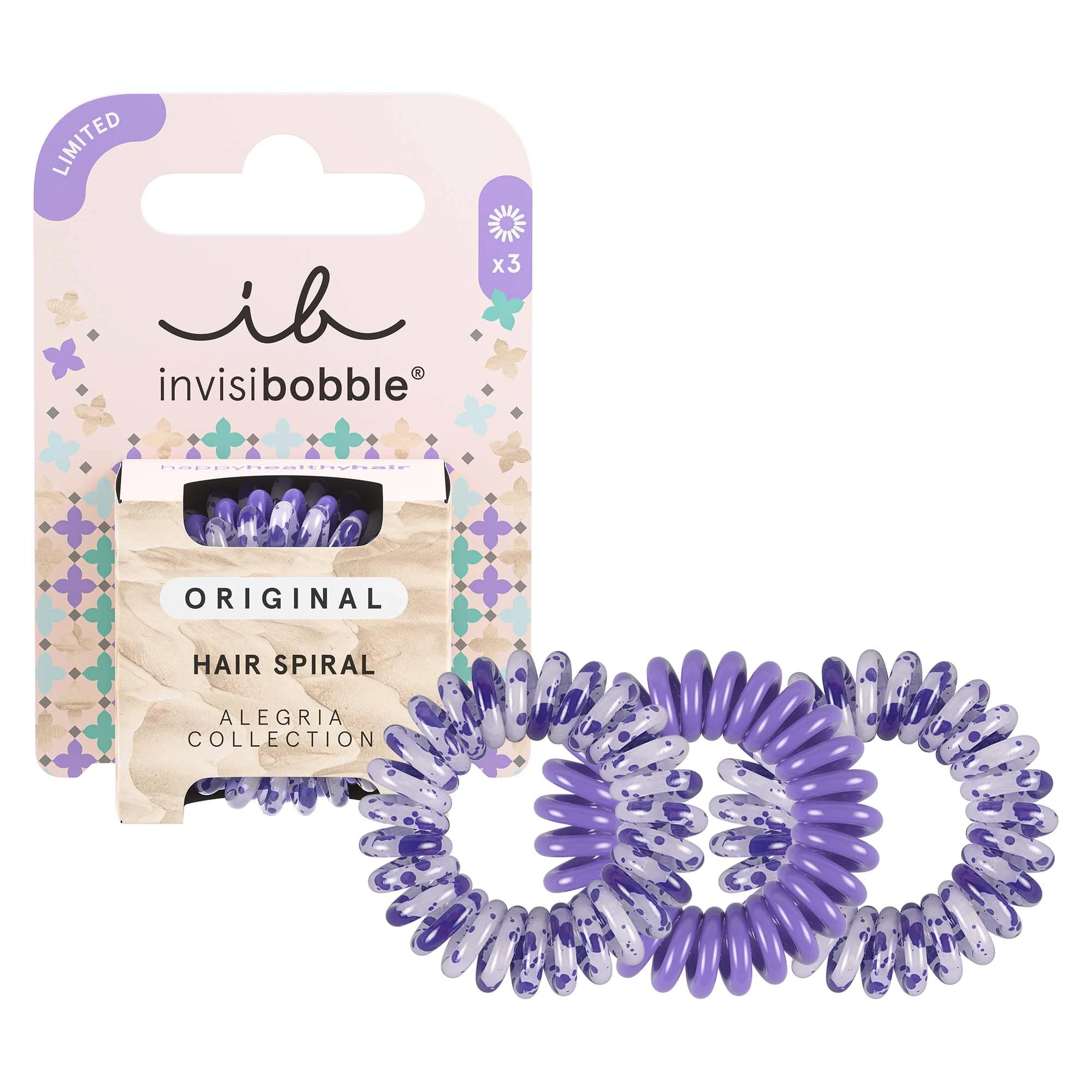 Invisibobble 3 Pack Purple Spiral Bobbles Scrunchies Limited Edition Spring Summer Ladies Hair Bobbles Unbranded
