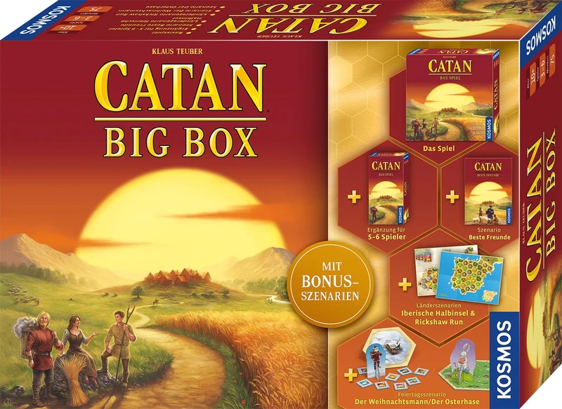 Kosmos 682941 Catan Big Box, 7-Piece Value Box, Starter Set for Catan - The Game, Includes Addition for 5-6 and Expansion with Bonus Scenarios, Settlers of Catan - Image 1