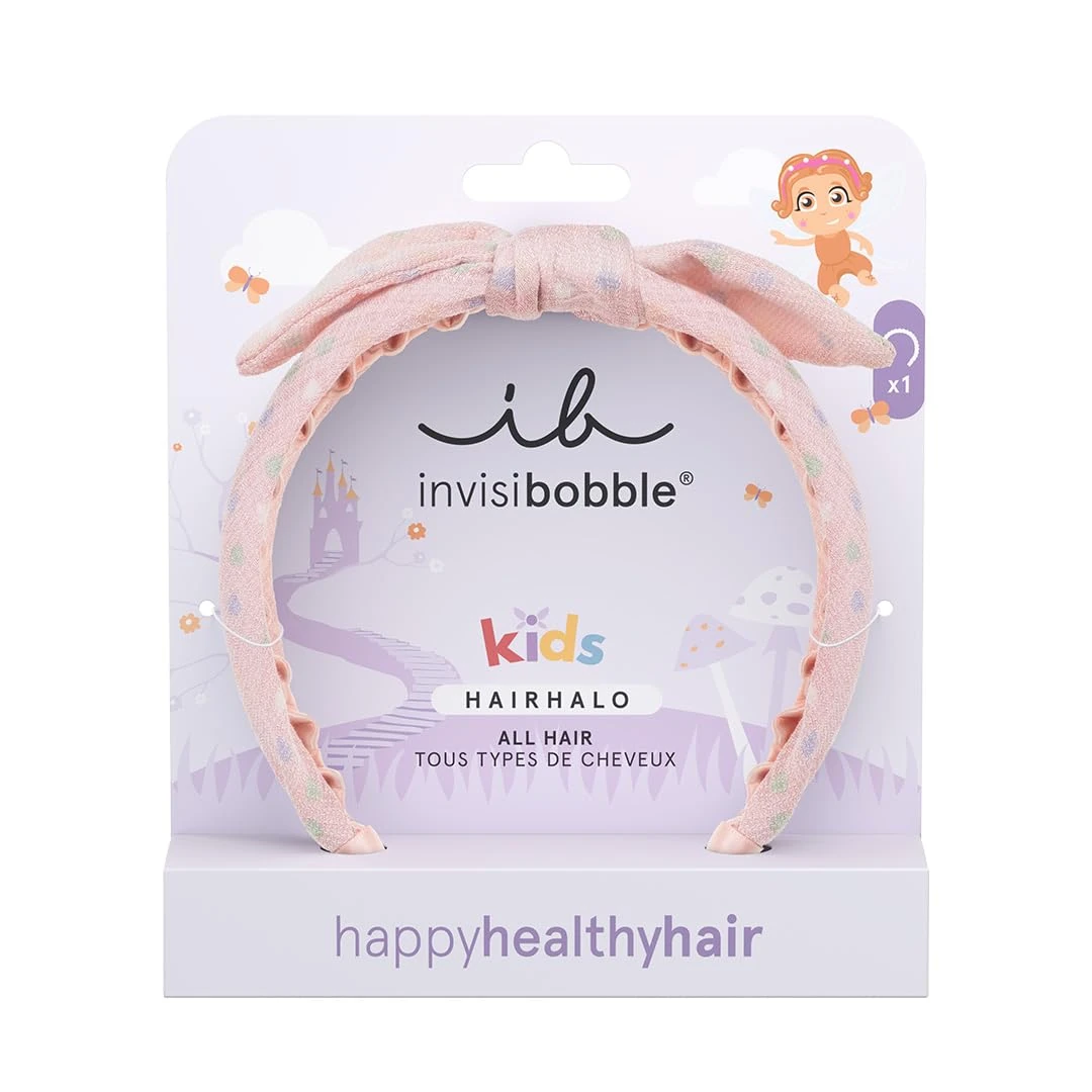 Invisibobble Pink Headband with Bow - Hairhalo Kids x1 - Girl's Headband with Adaptable Shape - Strong and Comfortable Hold