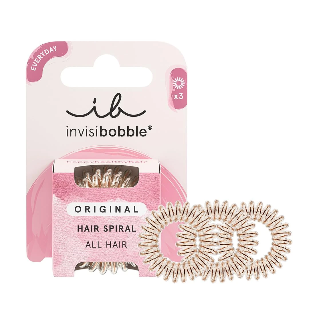 invisibobble Original Hair Bobbles Bronze Me Pretty I 3 x Spiral Hair Bobbles Bronze for Girls and Women I Strong Hold and Gentle on Hair I The Original, Designed in the Heart of Munich
