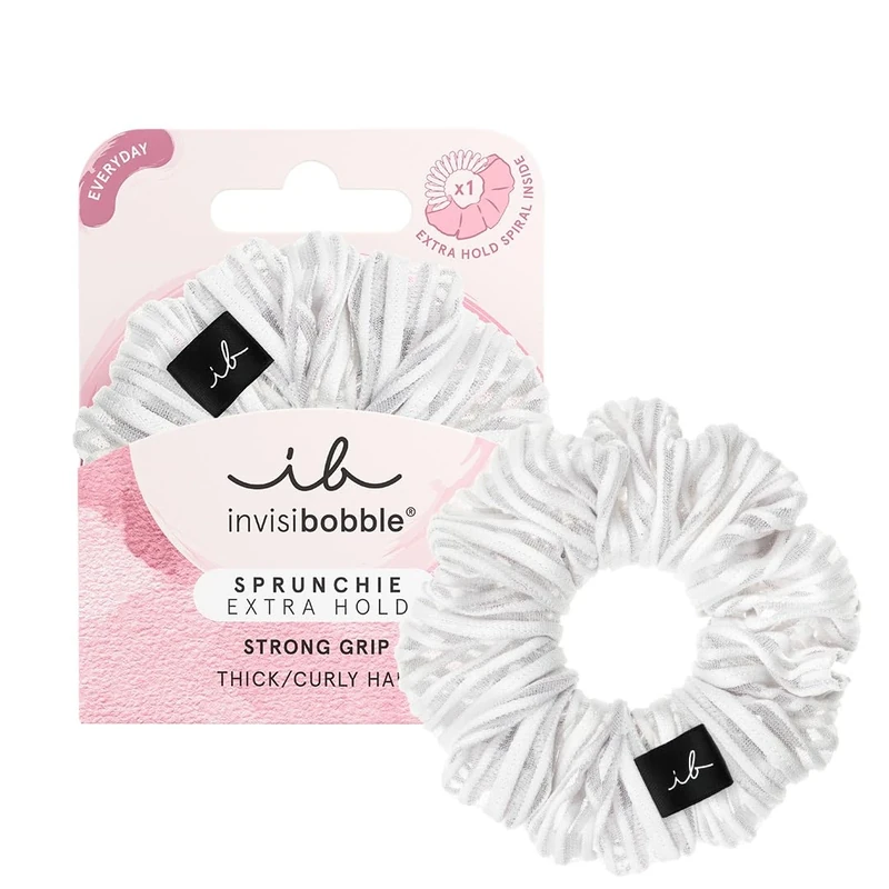 invisibobble Extra Care White Scrunchie Pure White, Hair Bobbles Strong Hold for Girls and Women, Scrunchies Velvet White, Designed in the Heart of Munich