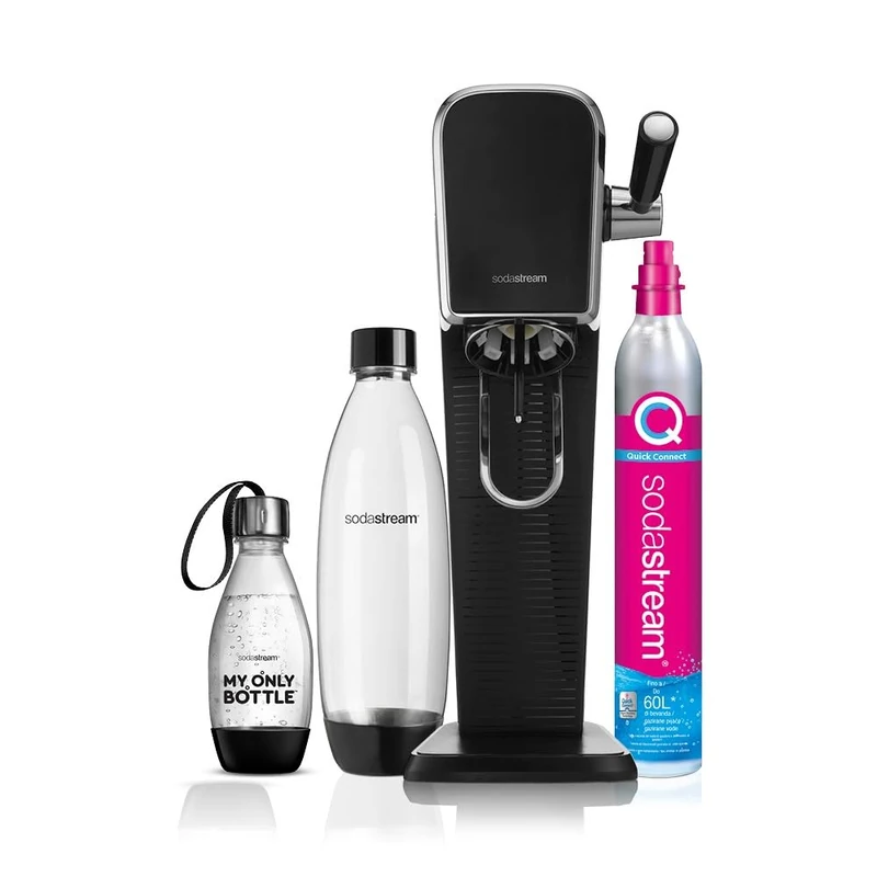 Sodastream Art Black, Water Gasser for Transforming Water into Sparkling Water, Including Co2 Containing Cylinder, 1 Litre Bottle, 1 0.5 L Bottle 18.4 x 29.7 x 44.4 cm