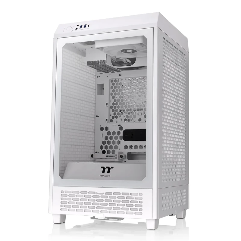 Thermaltake Tower 200 Snow Mini-ITX Computer Case; 2x140mm Pre-Installed White CT140 Fans; Supports GPU Length Up to 380mm; CA-1X9-00S6WN-00; White; 3 Year Warranty