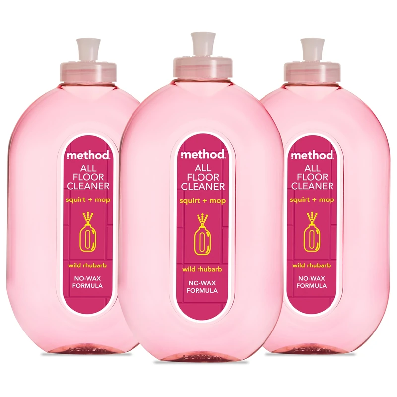 Method Multipurpose, All Floor Cleaner, Gently Cleans and Shines, Fresh Wild Rhubarb Scent, Pack of 3, 3 x 739ml