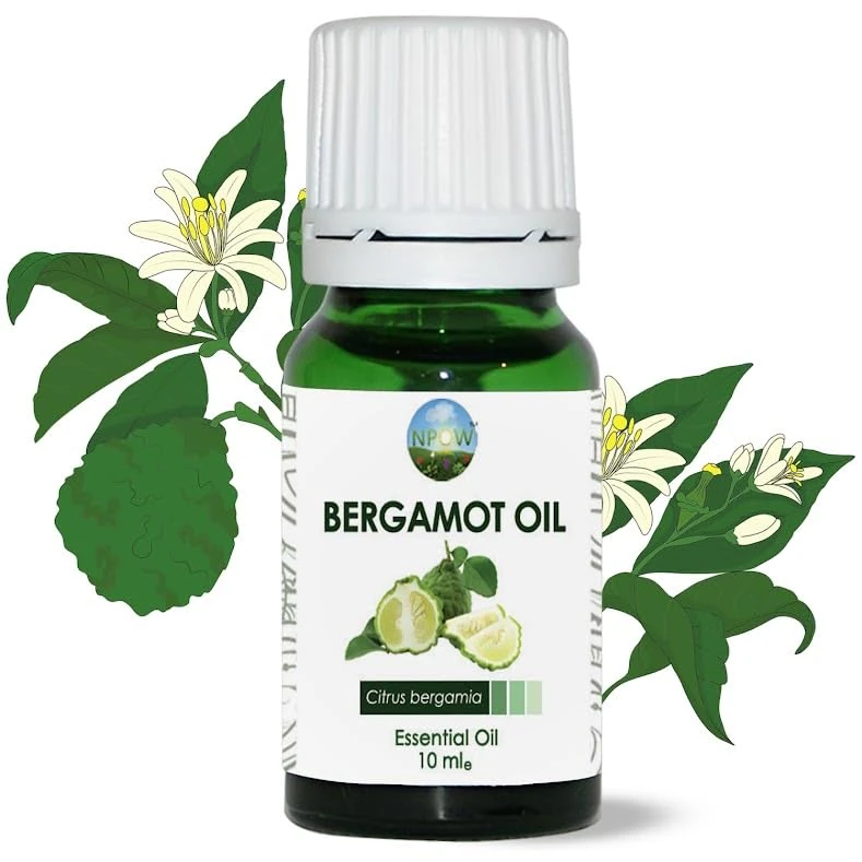 NPOW Bergamot Essential Oil - 10ml, 100% Natural Oils, Pure Essential Oils for Diffuser for Home, Aromatherapy, Candle Making, Soap Making, Skin & Hair Growth, for Bergamot Diffuser and Humidifier