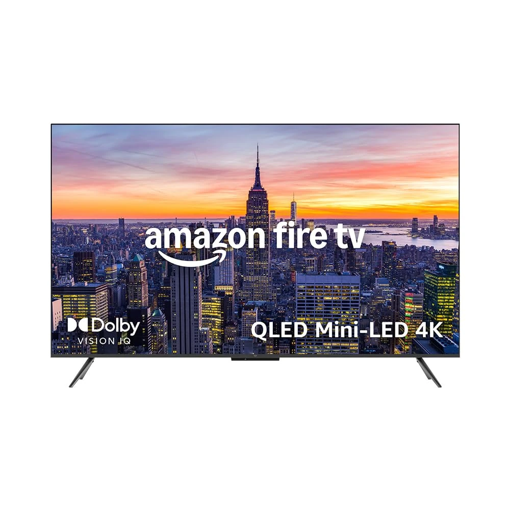Amazon Fire TV 65" Omni Mini-LED series, QLED 4K UHD smart TV, Dolby Vision IQ, ambient experience, 144 Hz gaming mode, local dimming, hands-free with Alexa, 2024 release