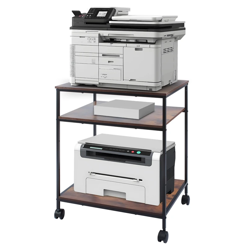 EMERIT Large Printer Stand, 23.6" W x 18.9" D x 31.5" H Printer Table with Storage, 3 Tier Rolling Laser Printer Cart with Wheels for Home Office- Support 100 LBS Each Tier