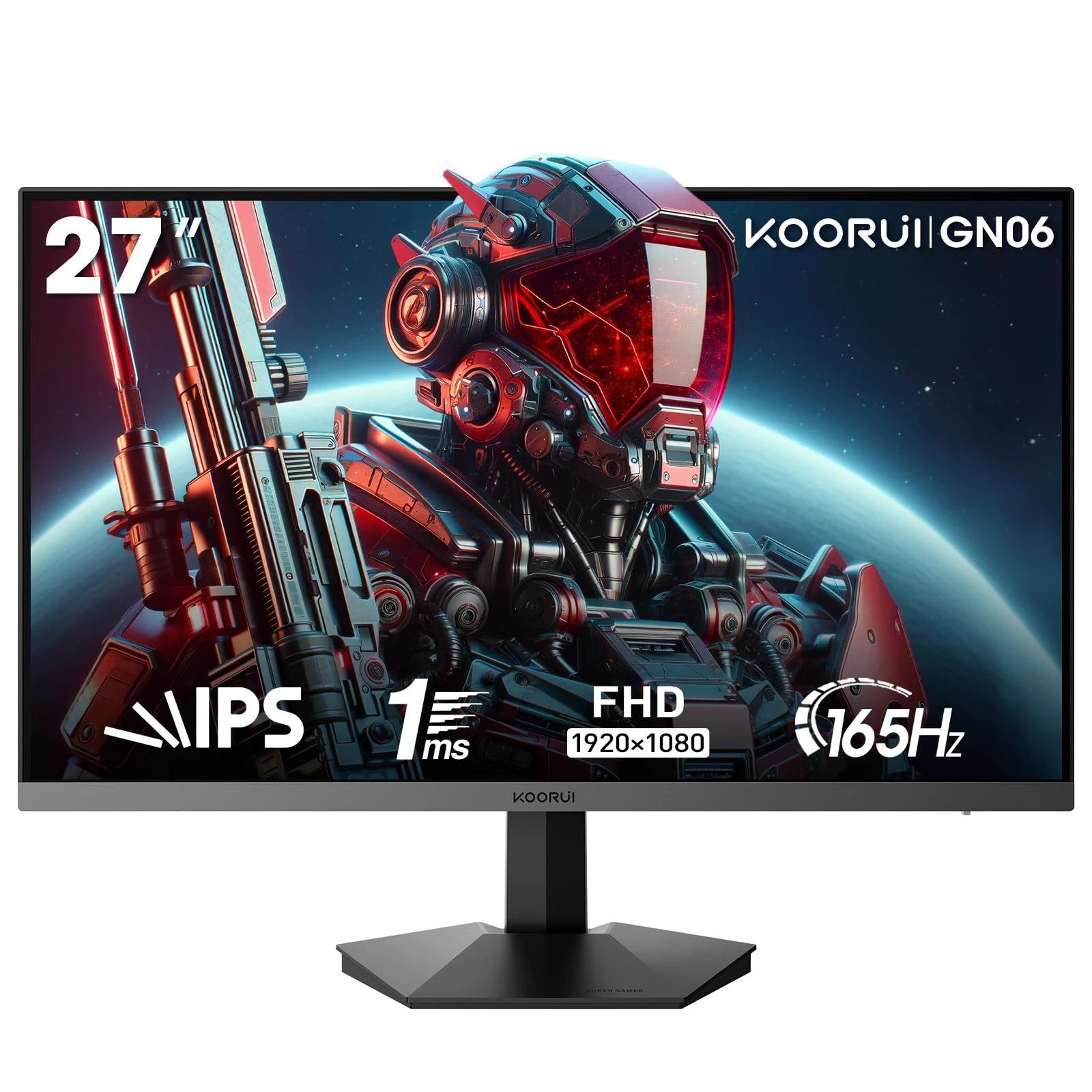 KOORUI 27 Inch FHD Gaming Monitor 180 Hz, IPS, 1ms, DCI-P3 90% Color Gamut, Adaptive Sync, (1920x1080P, HDMI, DisplayPort) Black