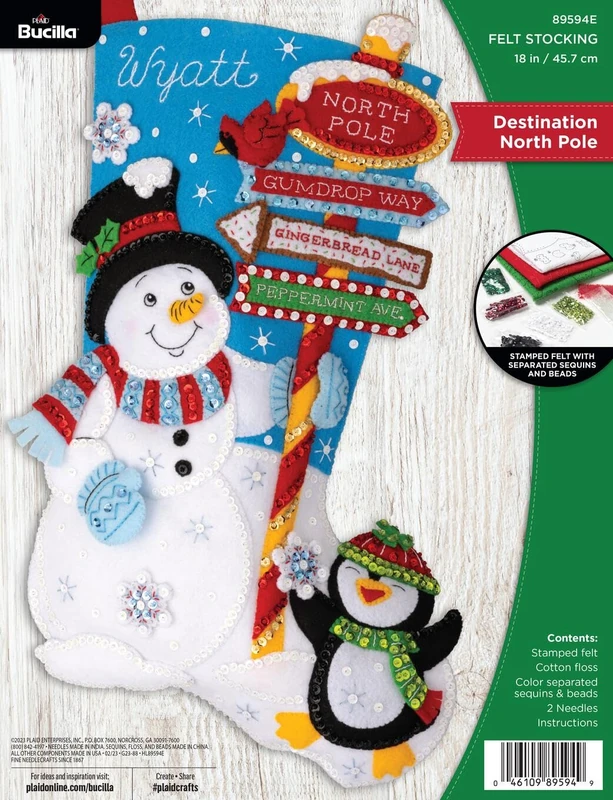 Bucilla 18" Felt Christmas Stocking Kit - Destination North Pole 89594E
