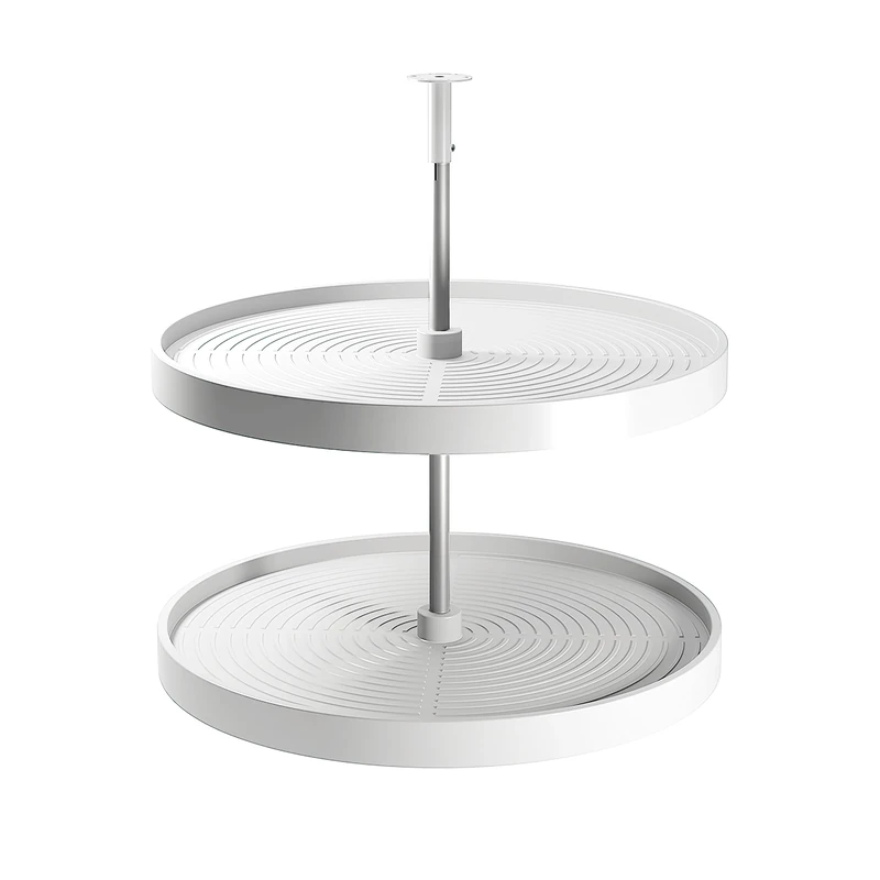 Emuca - Shelvo circular tray set for kitchen furniture, 800mm (31,4 inch), White plastic and Aluminium