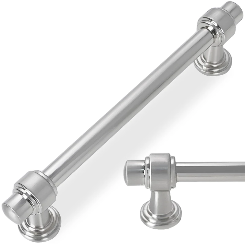 POVEFONK 10 Pack 5 inch Brushed Satin Nickel Kitchen Cabinet Handles Cabinet Pulls Sliver Drawer Pulls Kitchen Cabinet Hardware Dresser Handles