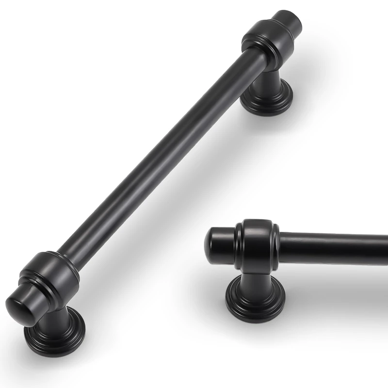 POVEFONK 10 Pack 5 Inch Matte Black Cabinet Pulls Kitchen Cabinet Handles Cabinet Hardware Kitchen Handles for Cabinets Cupboard Handles Drawer Pulls