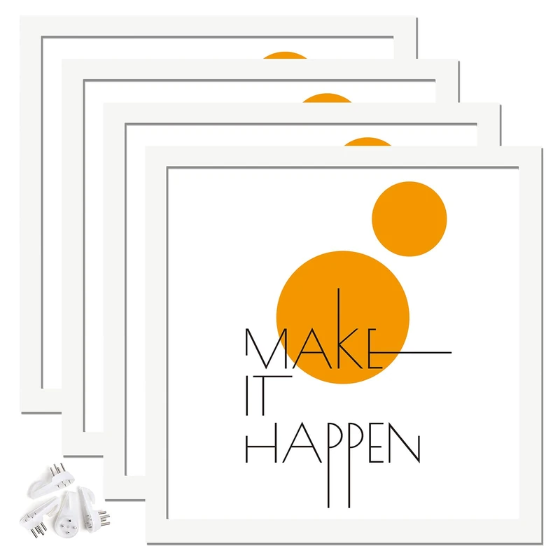 ijuerybai 24x24 Picture Frame Set of 4, White 24 x 24 Frame High Transparent Wall Gallery Poster Canvas Photo Frames for 24 by 24 inches