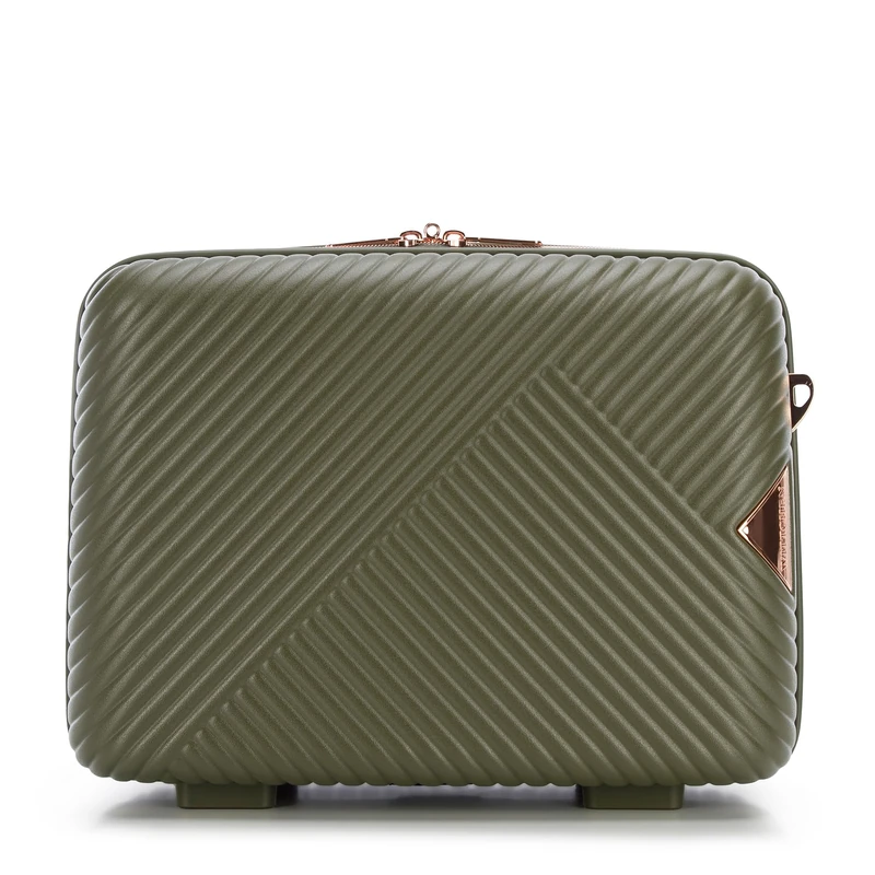 WITTCHEN Cosmetic Case Travel Suitcase Carry-On Cabin Luggage Hardshell Made of Polycarbonate Combination Lock GL Style Line Olive Green