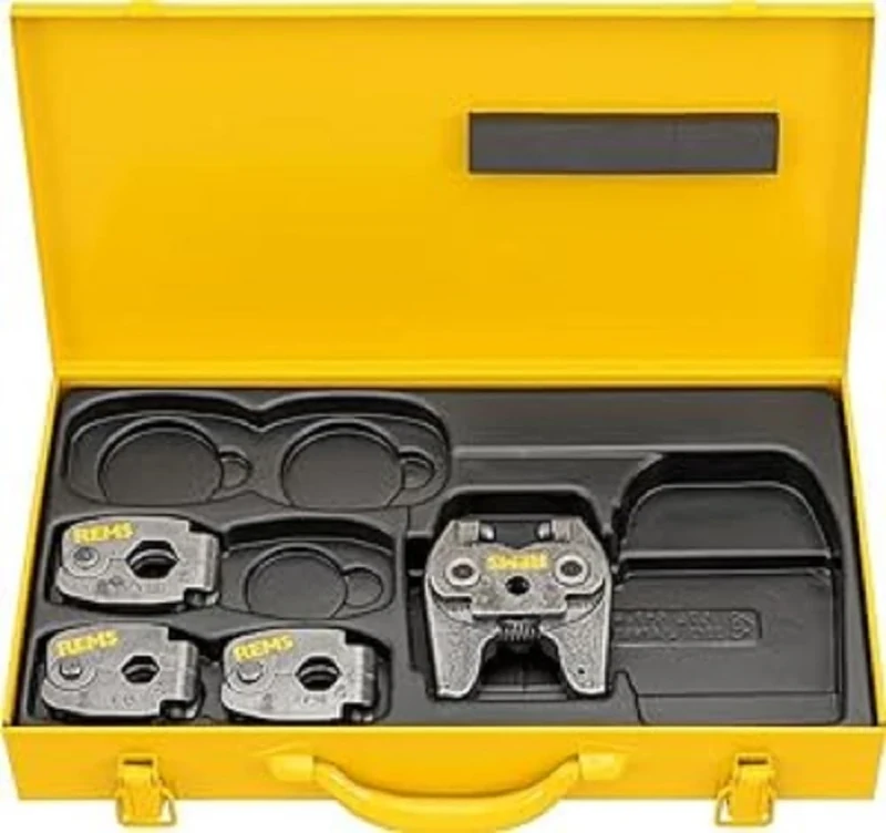 Rems 574612 R Press Rings S Set (V 15+18+22 Mini Z8, with Intermediate Pliers, Continuously Swivelling, in Sheet Steel Box)