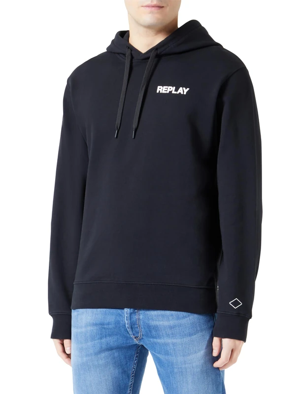 Replay Men's Cotton Zip Hoodie, Black (Black 098), L