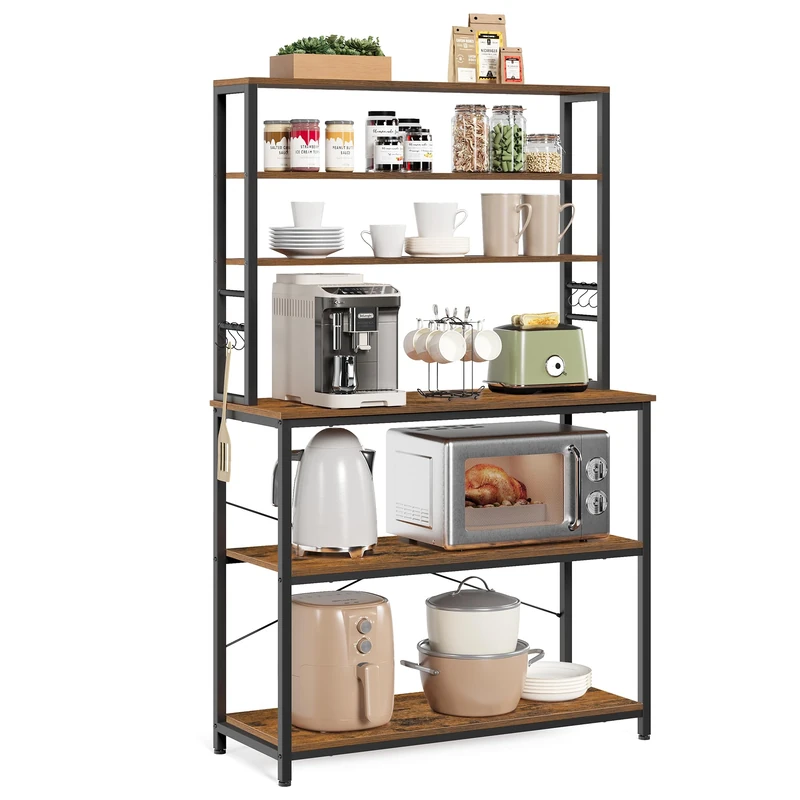 VASAGLE Kitchen Storage Rack & Coffee Bar - 6 Shelves KKS039K01