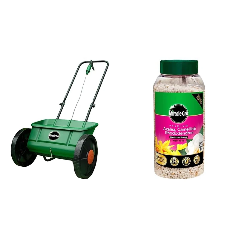 Miracle-Gro Lawn Seed Drop Spreader & Miracle Gro Premium Azalea, Camellia and Rhododendron Continuous Release Plant Food
