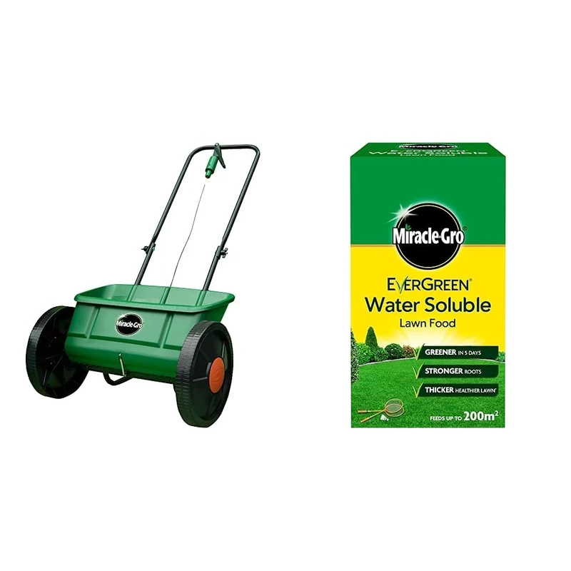 Miracle-Gro Lawn Seed Drop Spreader & Water Soluble Lawn Food, 1 kg