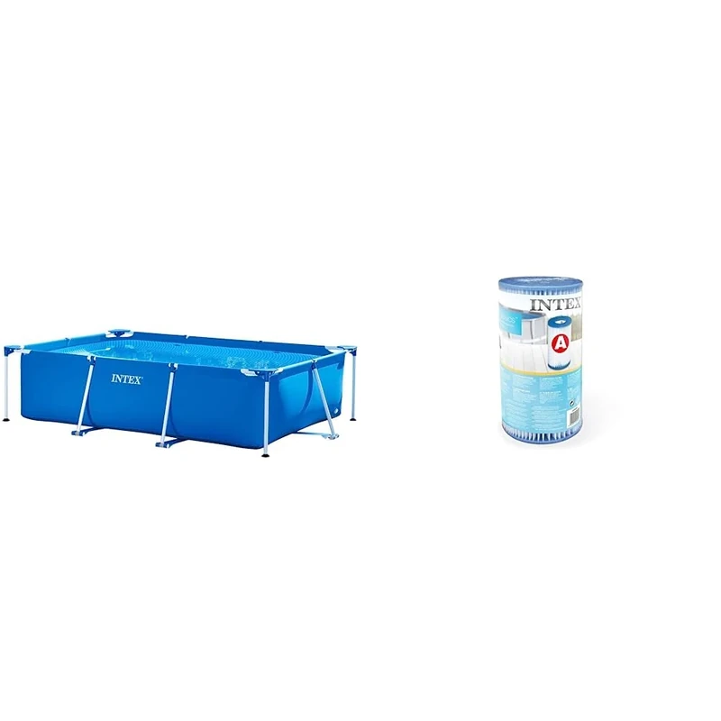 Intex Small Family Frame Pool 2.6m x 1.6m x 0.65m #28271, Blue & 12' Swimming pool replacement filter