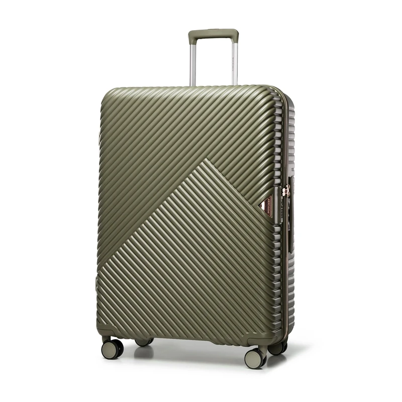 WITTCHEN Travel Suitcase Carry-On Cabin Luggage Hardshell Made of Polycarbonate with 4 Spinner Wheels Combination Lock Telescopic Handle GL Style Line Size Large Suitcase Olive Green