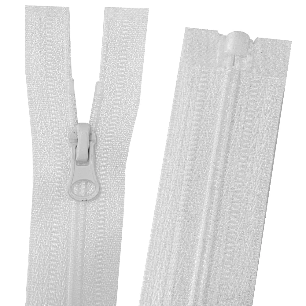 XYUXWLG Zips for Sewing, No.3 Nylon Zipper Chunky Plastic Open-Ended Zip Fasteners for Sewing, Crafts, Clothing (18cm/7in, white)