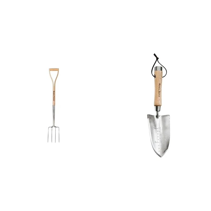 Kent & Stowe Garden Life Digging Fork FSC-100% & Capability Trowel, Compact and Multi-Functional Garden Trowel with Serrated Edge and Hammer, Classic All Year Round Garden Tools Made