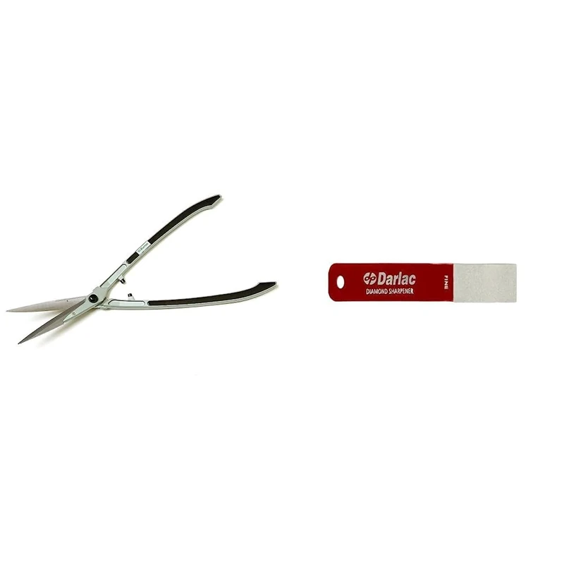 Darlac Lightweight Shear 8” – Extra Long Blades for Greater Cut Capacity – Long Handles for Extra Reach & Fine Grade Diamond Sharpener – Approx 52bn Diamond Particles Per Sq Inch – The Ultimate