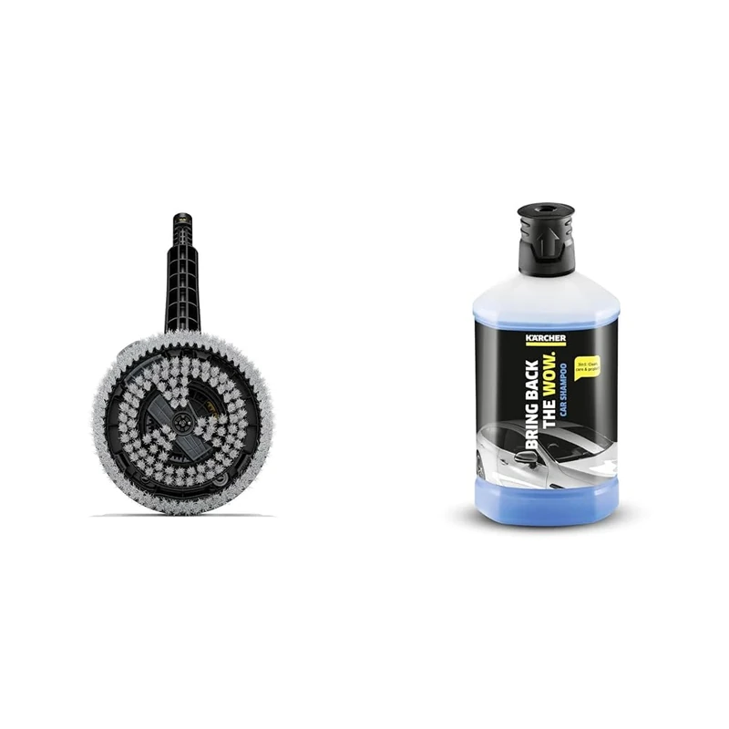 Kärcher Rotating Wash Brush WB 130 with Universal Brush Attachment, Accessories for Kärcher Pressure Washer K 2-K 7 & 62957500 1 L, 3-in-1 Car Shampoo Plug and Clean, Pressure Washer Detergent