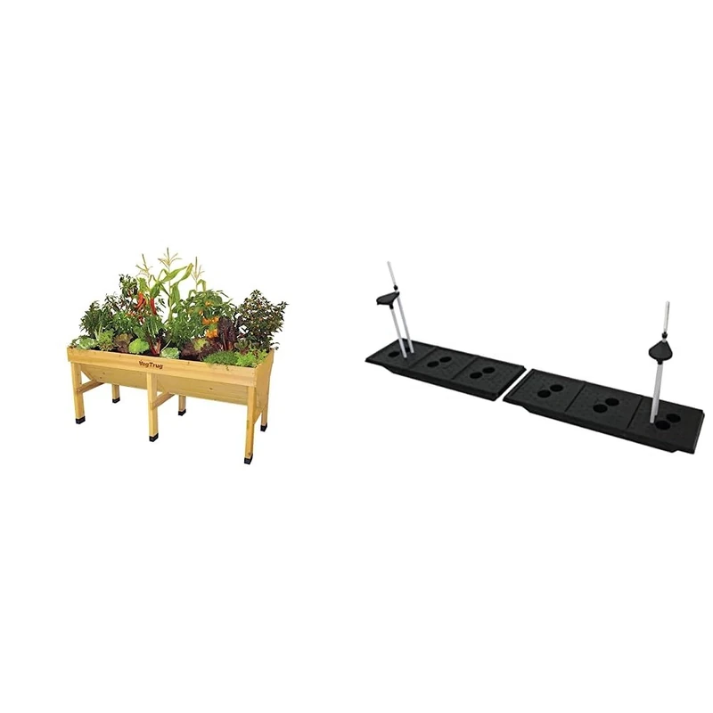 VegTrug VTNMD 0367 USA, Medium Raised Bed Planter, Natural & Classic Self Watering Kit Medium 1.8m, Black