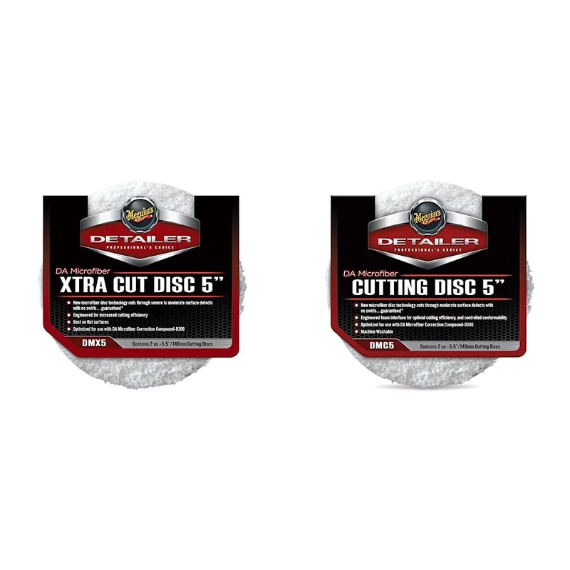 Meguiar's DMC5 Detailer DA Microfibre Xtra Cut Disc 5" (2 Pack), White & DMC5 Detailer DA Microfiber Cutting Disc 5" (2 Pack), White