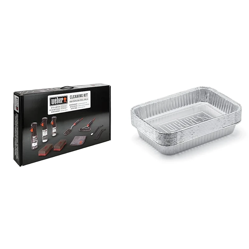 Weber Barbecue Cleaning Kit | Stainless Steel BBQ Cleaner | Designed for Stainless Steel BBQs & Drip Pans 10-Piece, Small, Silver