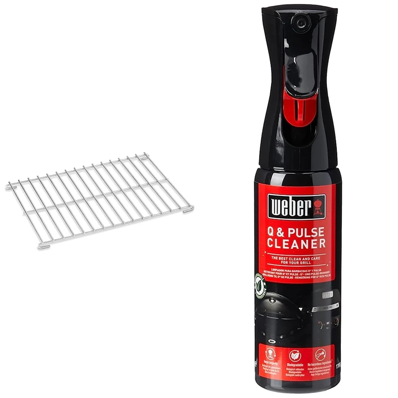 Weber Roasting Rack - Large | fits Q200/2000 & Q300/3000 Series Barbeques | BBQ Grill Roaster, Q Rack Top Tray & Q and Pulse BBQ Cleaner Spray | Biodegradable Cleaner Barbecue