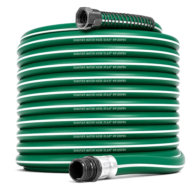 Sunifier Heavy Duty Garden Hose 100 ft – Outdoor Hybird Water Hose with Solid Fitting - Flexible, Kinkless, Lightweight Garden Hose for Lawn Watering, Car Washing - Burst 500 Psi (100 ft)
