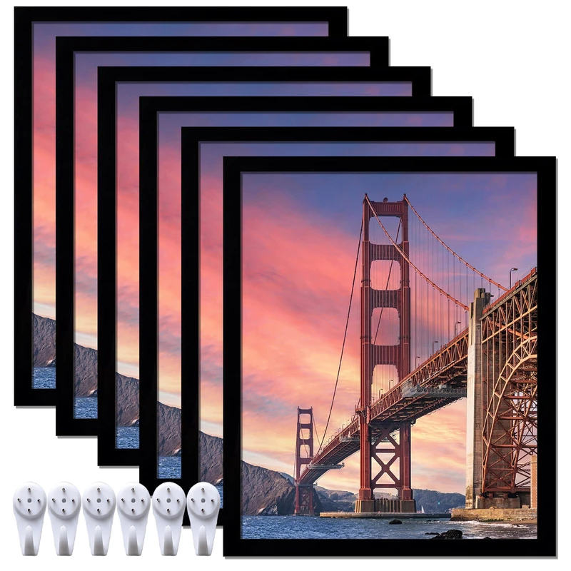ijuerybai 6 Sets 20x24 Picture Frame, Frames for 20 x 24 Canvas Collage Photo Poster Certificate Wall Gallery, High Transparent Horizontal Vertical Black 20 by 24 Inches