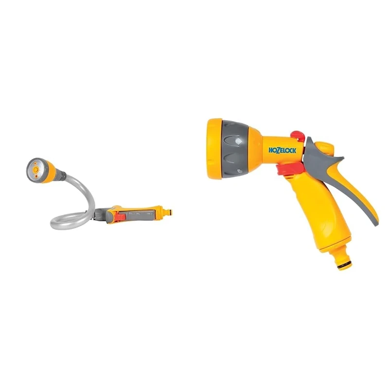 HOZELOCK - Flexi Spray Gun : 4-in-1 Watering Spray Gun for Multi-Tasking (Long-Reach, Hanging Basket, Hands-Free, Sprinkler) & HOZELOCK - Multi-Jet Spray Gun : Ideal for Daily Use