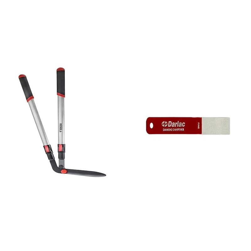 Darlac Telescopic Edging Shear with Diamond Sharpener – Garden Lawn Edging Shears with Extendable Handles – Adjustable & Fine Grade Diamond Sharpener – Effortless Sharpening to Restore Shears Easily