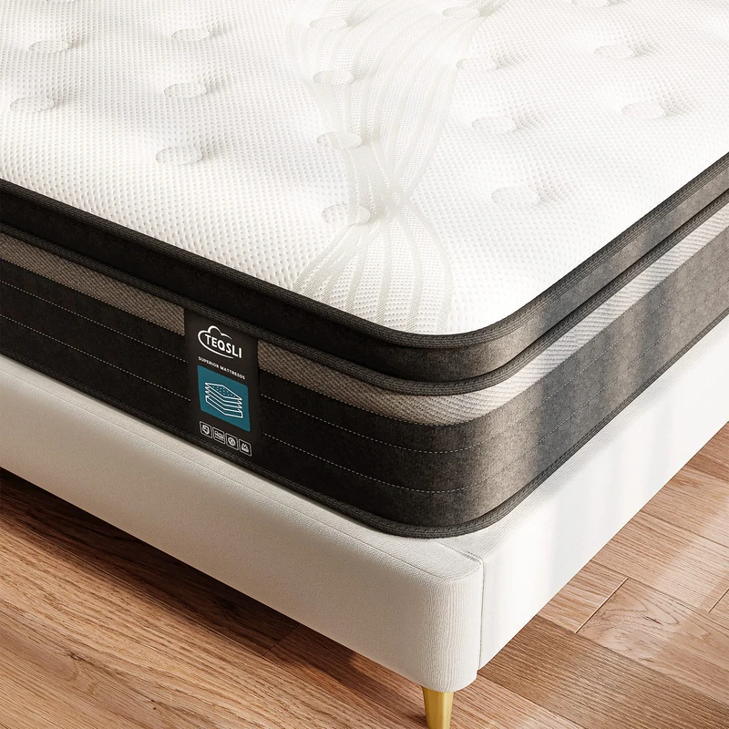 TeQsli Orthopedic Mattress, Gel Memory Foam Pocket Spring, Double (135×190×25cm)