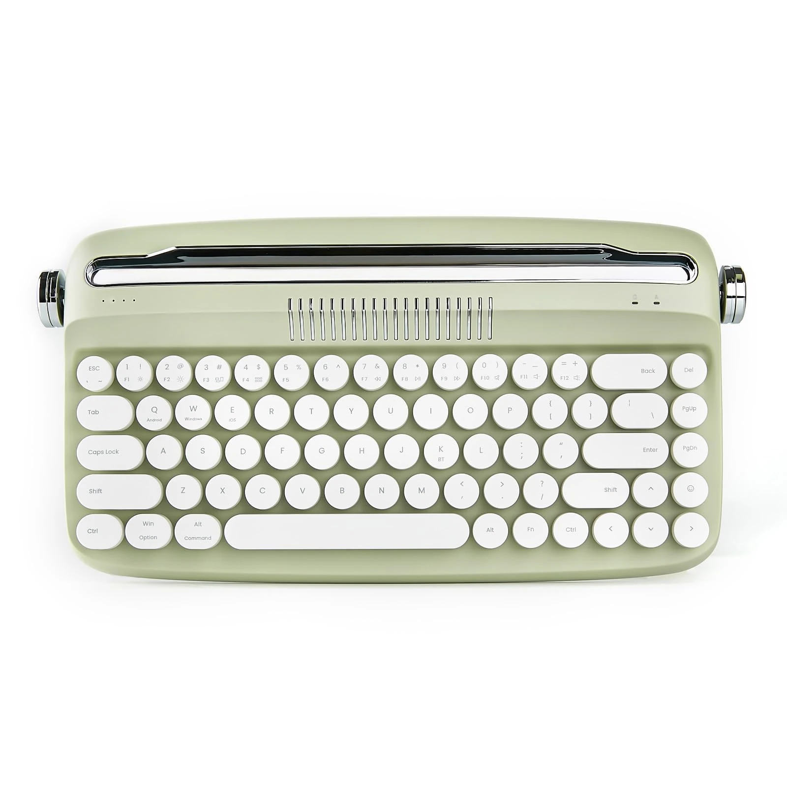 YUNZII Upgraded Retro Typewriter Style Keyboard with Integrated Stand, USB-C/Bluetooth, Cute Round Keycaps for Multi Device, Win/Mac (B307, Sweet Mint)