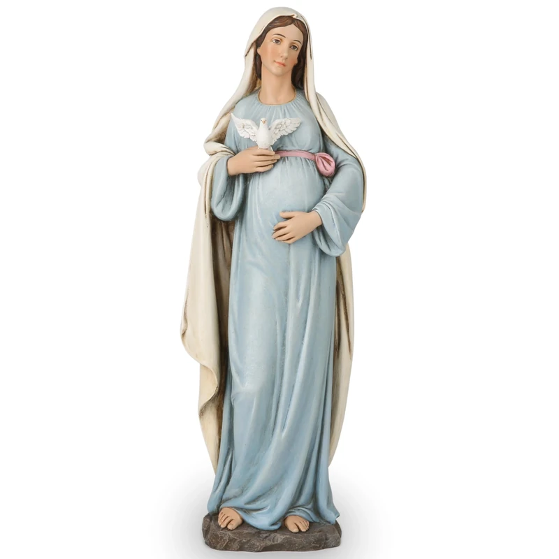 BC BUILDCLASSIC Mary Mother Figurine, Religious Statue, Hand Painted Catholic Gift, 12.8 inch H