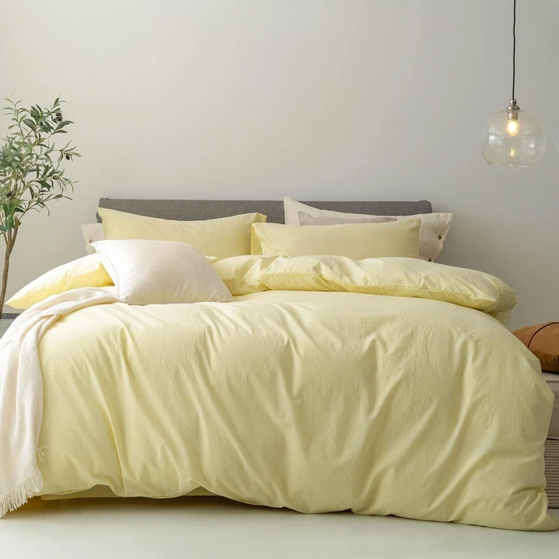 FOSSA Duvet Cover Set 100% Washed Cotton Linen Feel Full