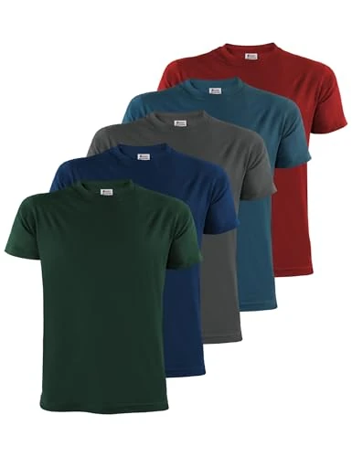 ALPIDEX Men's T-Shirts Pack of 5 with Round Neck, Plain Size S M L XL XXL 3XL 4XL 5XL, Size:5XL, Colour:Earth